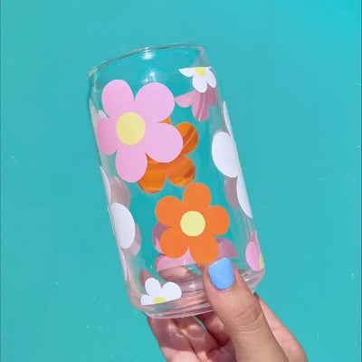 Retro Flower Glass Cup - SOLD OUT!